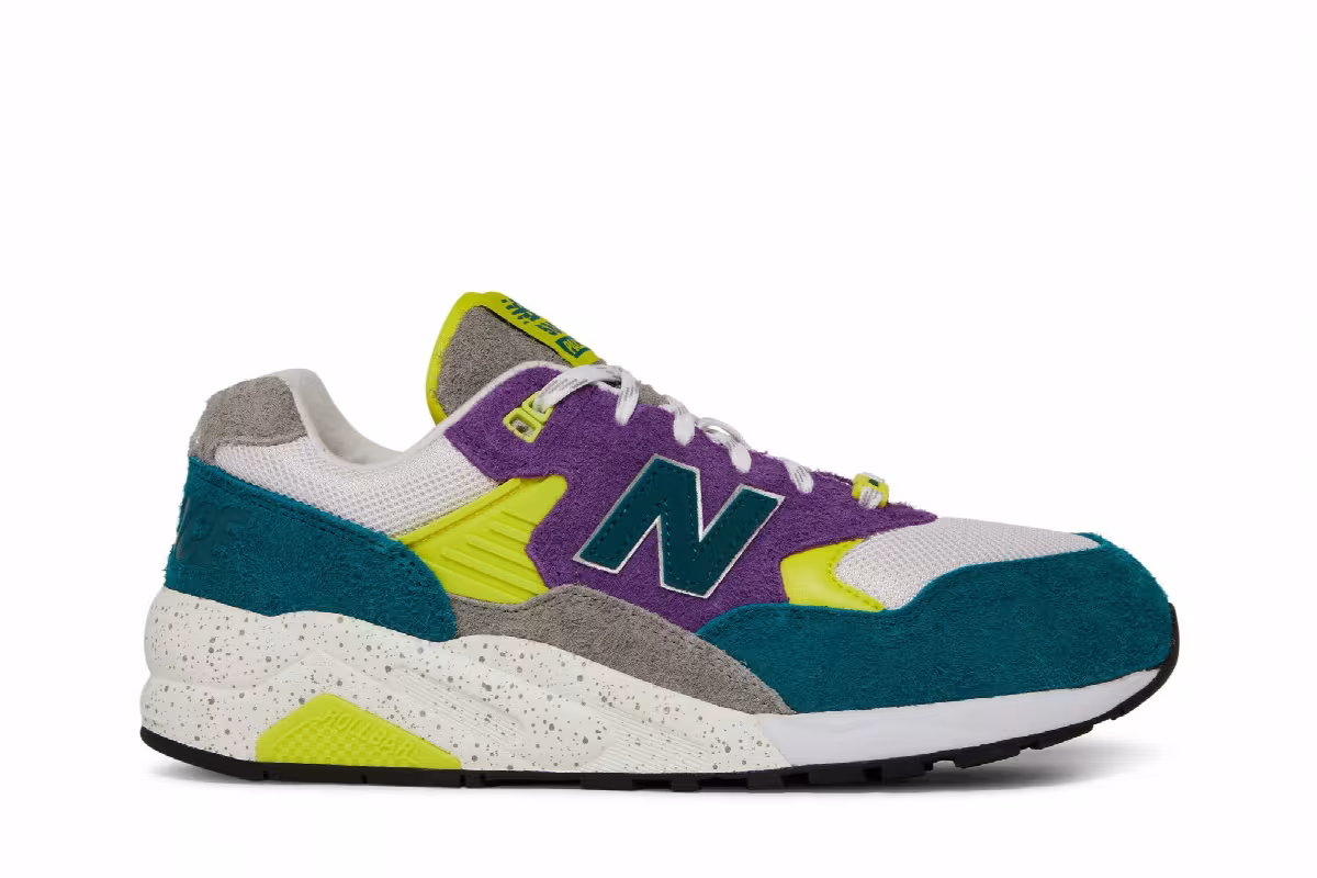 Palace x New Balance 580 Shaded Spruce Pansy, view 2