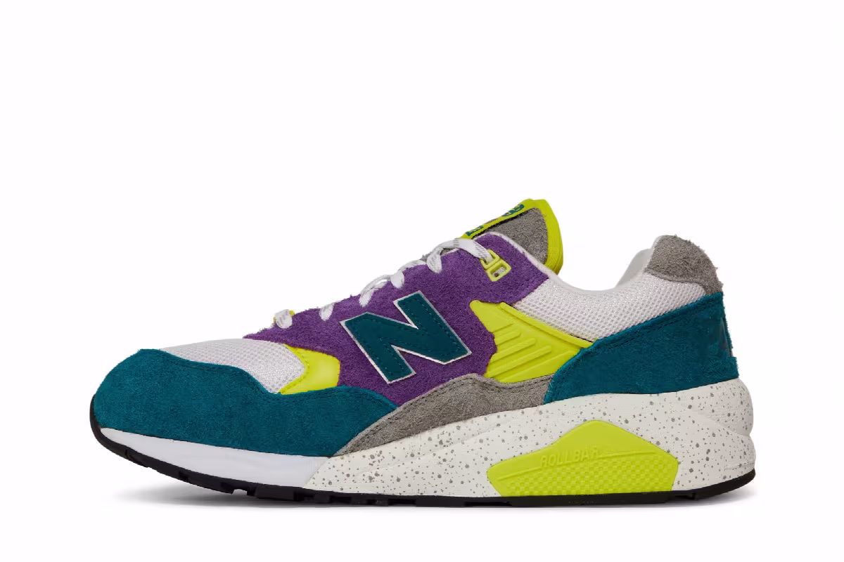 Palace x New Balance 580 Shaded Spruce Pansy, view 4
