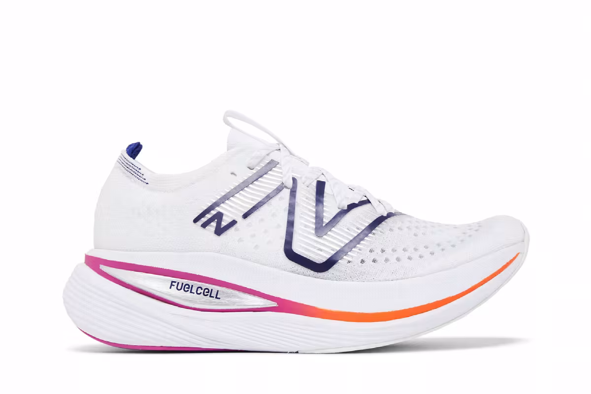 New Balance Women's FuelCell SuperComp Trainer White Blue Magenta, view 2