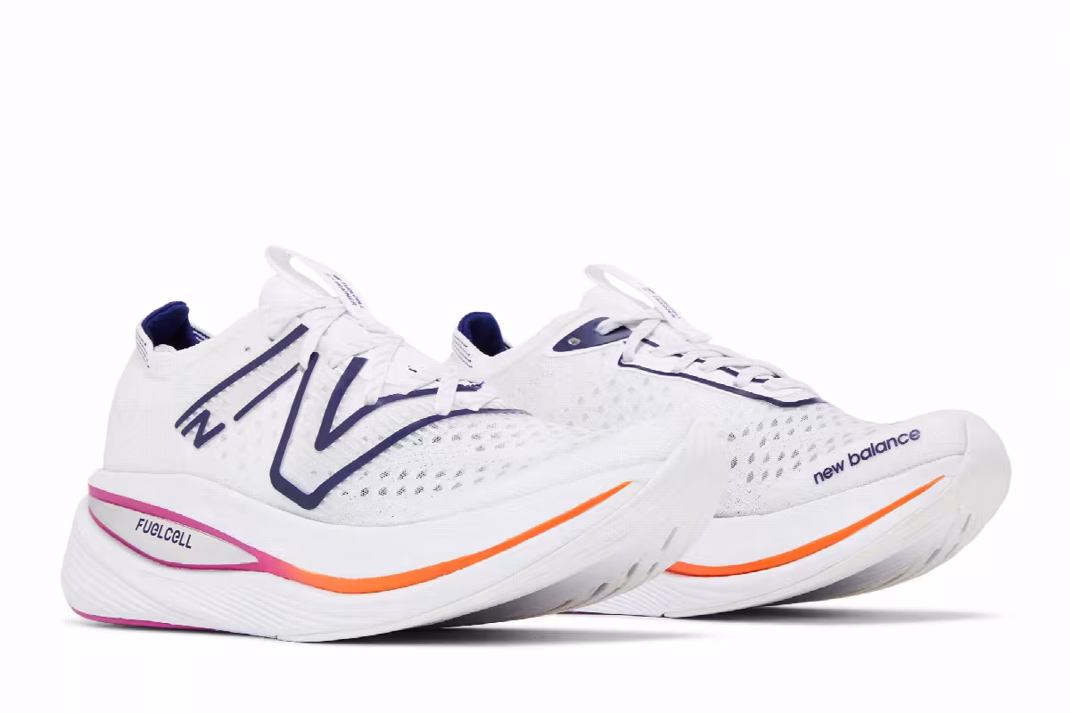 New Balance Women's FuelCell SuperComp Trainer White Blue Magenta, view 9