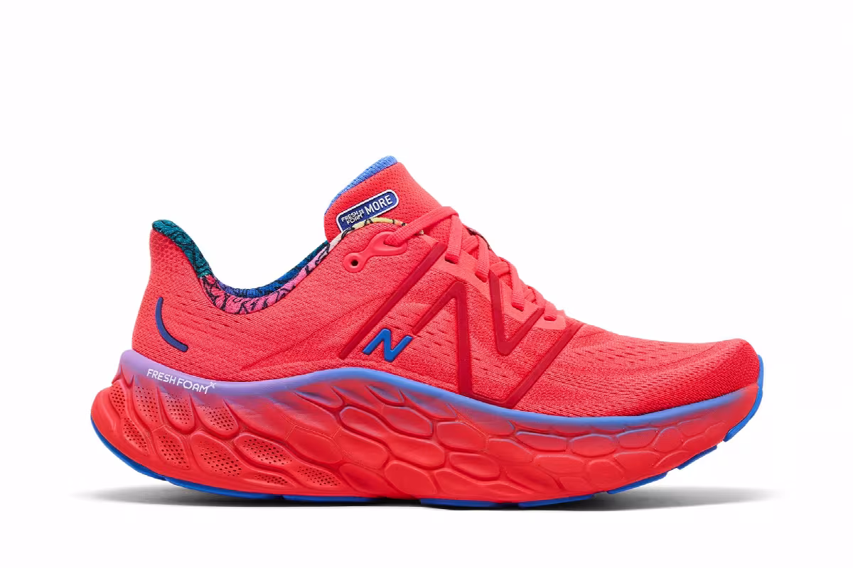 New Balance Fresh Foam X More v4 Electric Red Bright Lapis, view 2