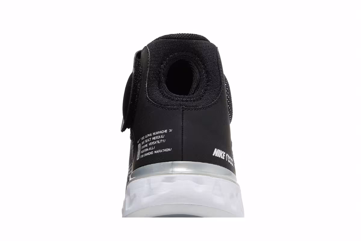 Nike Alpha Huarache Elite 3 Mid Black Light Smoke Grey, view 8