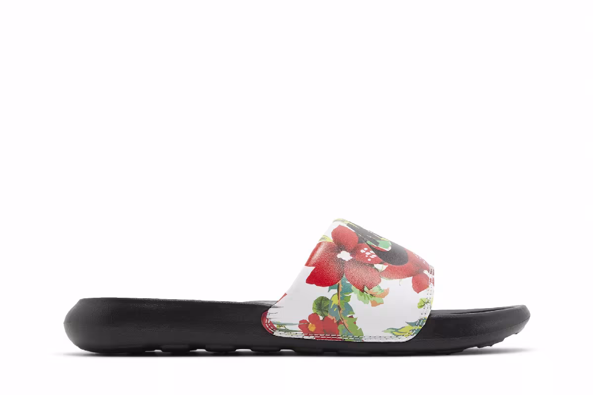 Nike Women's Victori One Printed Slide Floral - Black, view 2