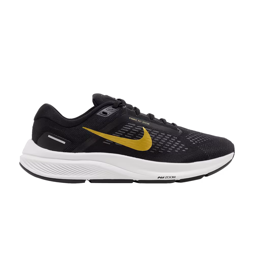 Nike Women's Air Zoom Structure 24 Black Metallic Gold Coin