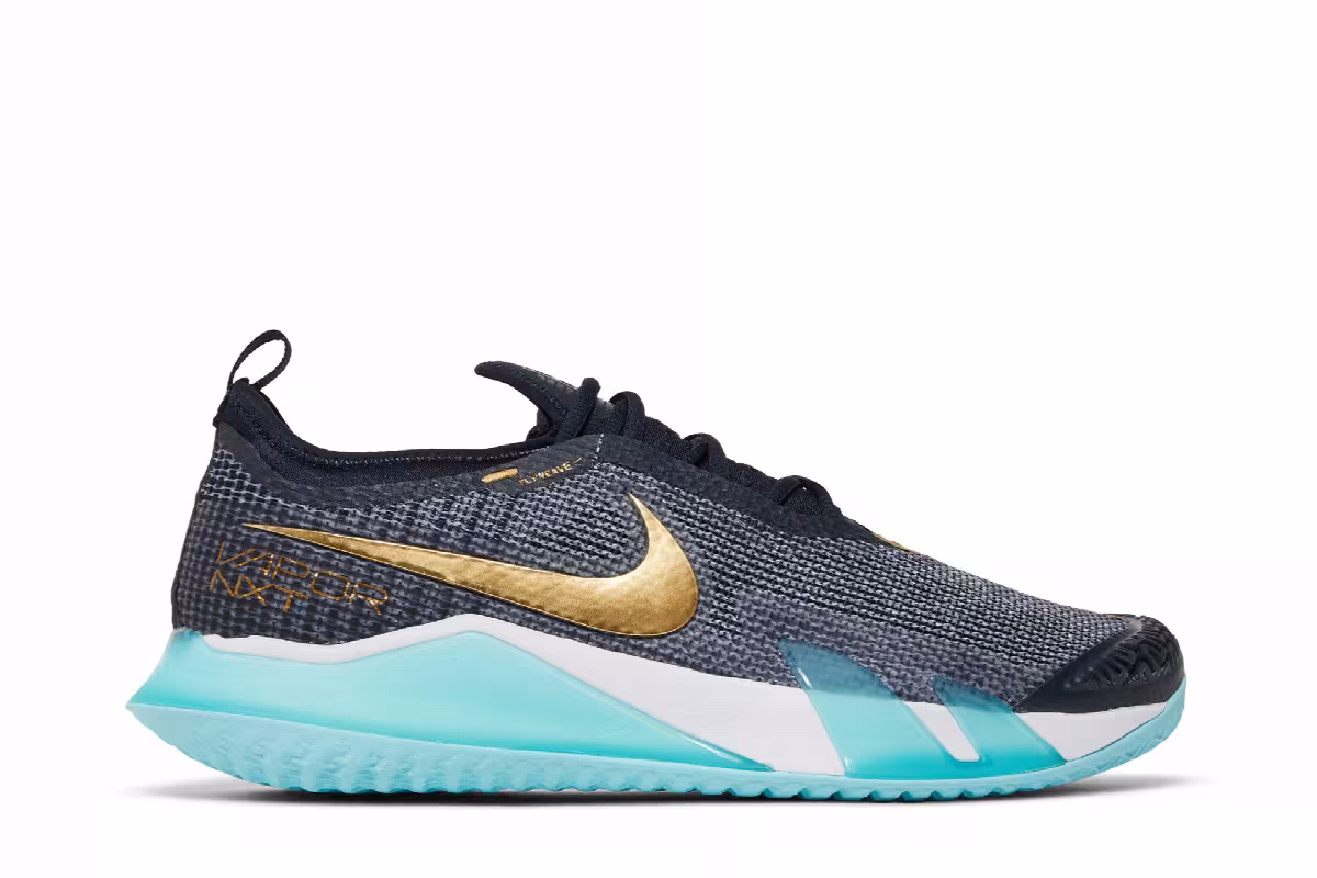 NikeCourt React Vapor NXT Obsidian Metallic Gold, view 2