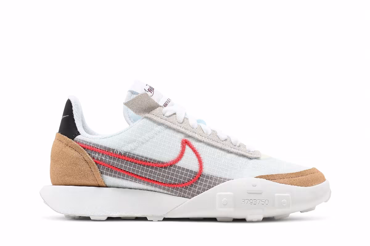 Nike Women's Waffle Racer 2X White Bright Crimson, view 2