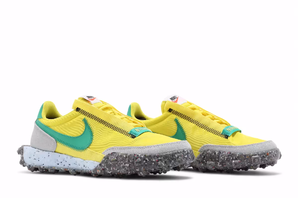 Nike Women's Waffle Racer Crater Yellow Strike Roma Green, view 9