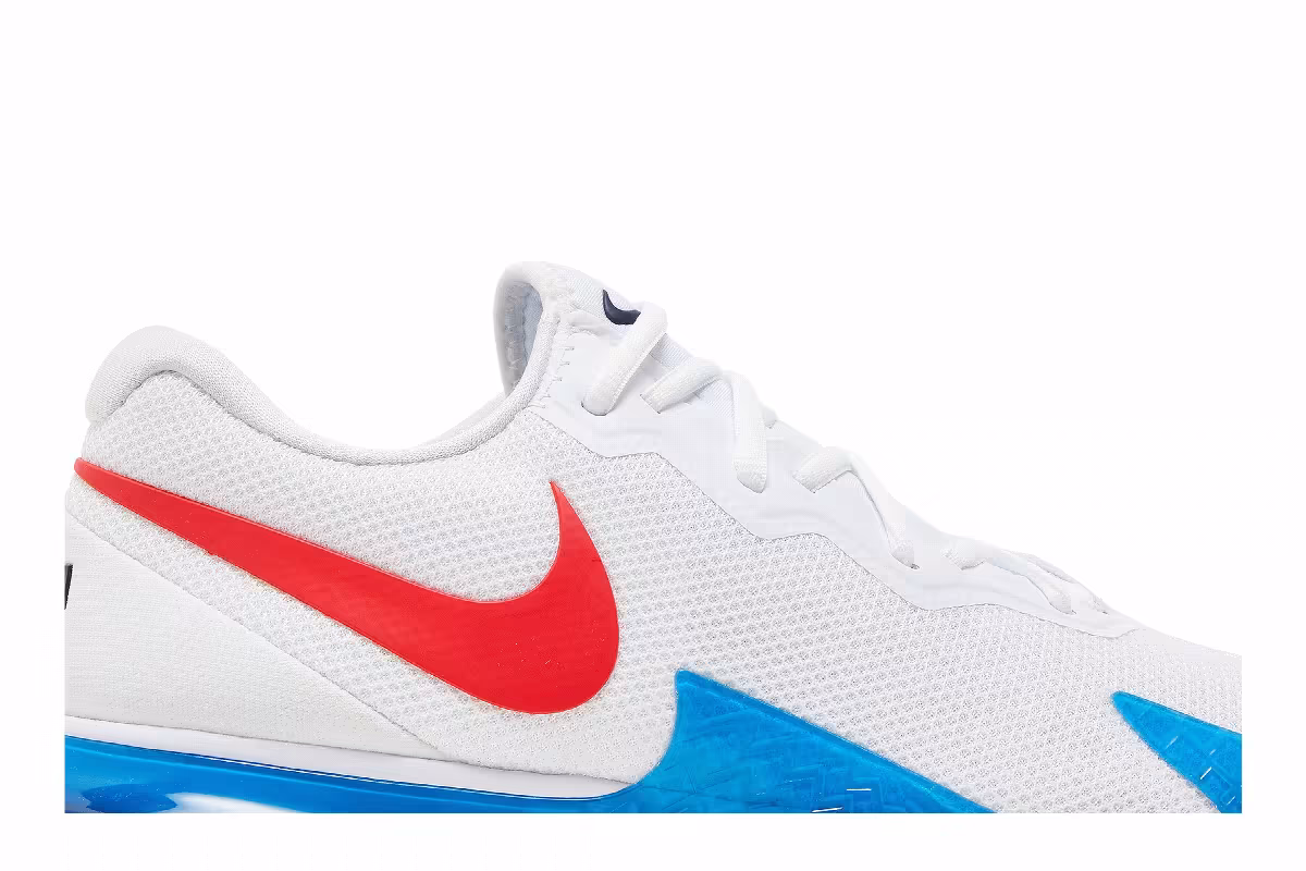 NikeCourt Zoom Vapor Cage 4 Rafa White Binary Blue Red, view 3