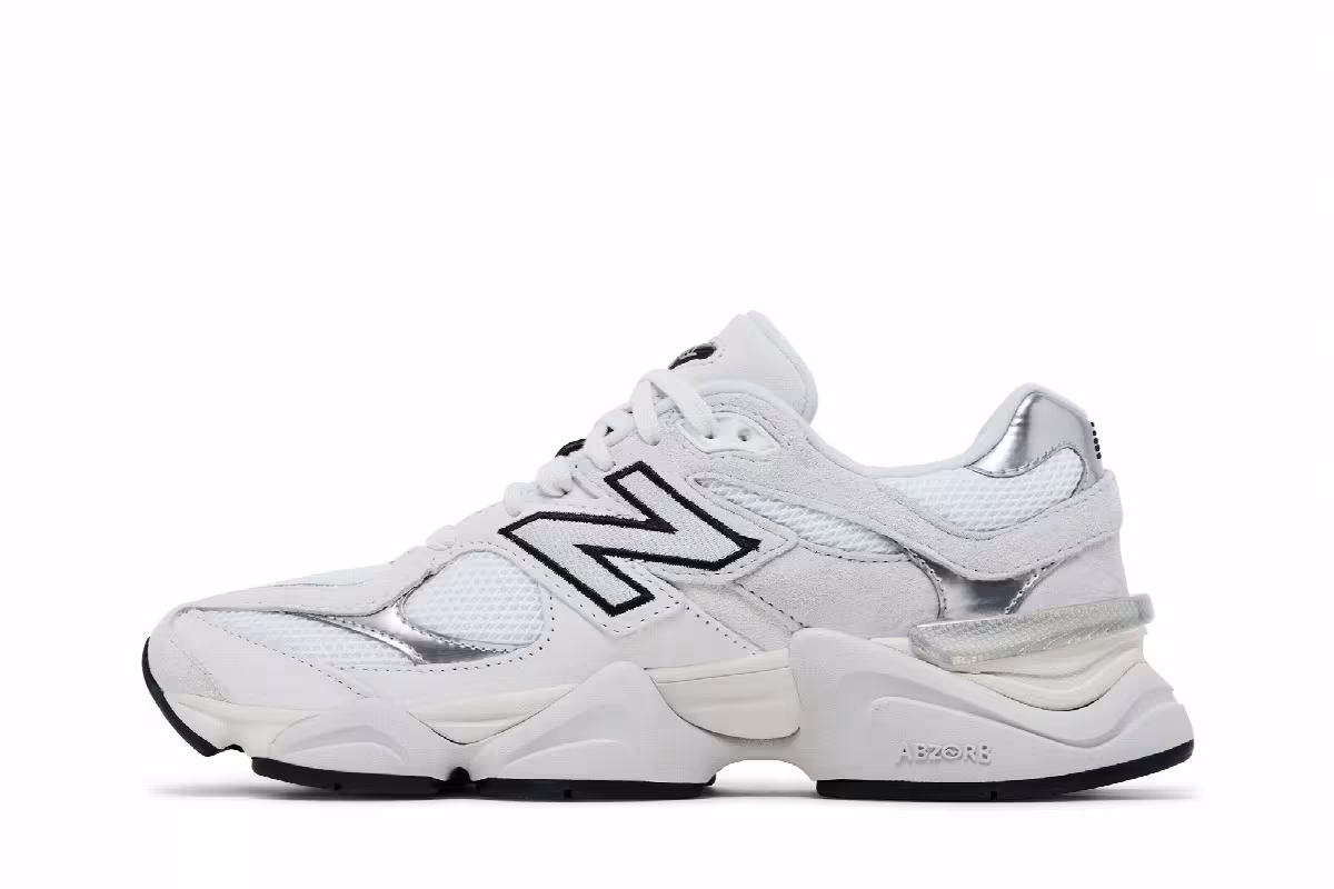 New Balance 9060 White Black Metallic Silver, view 4