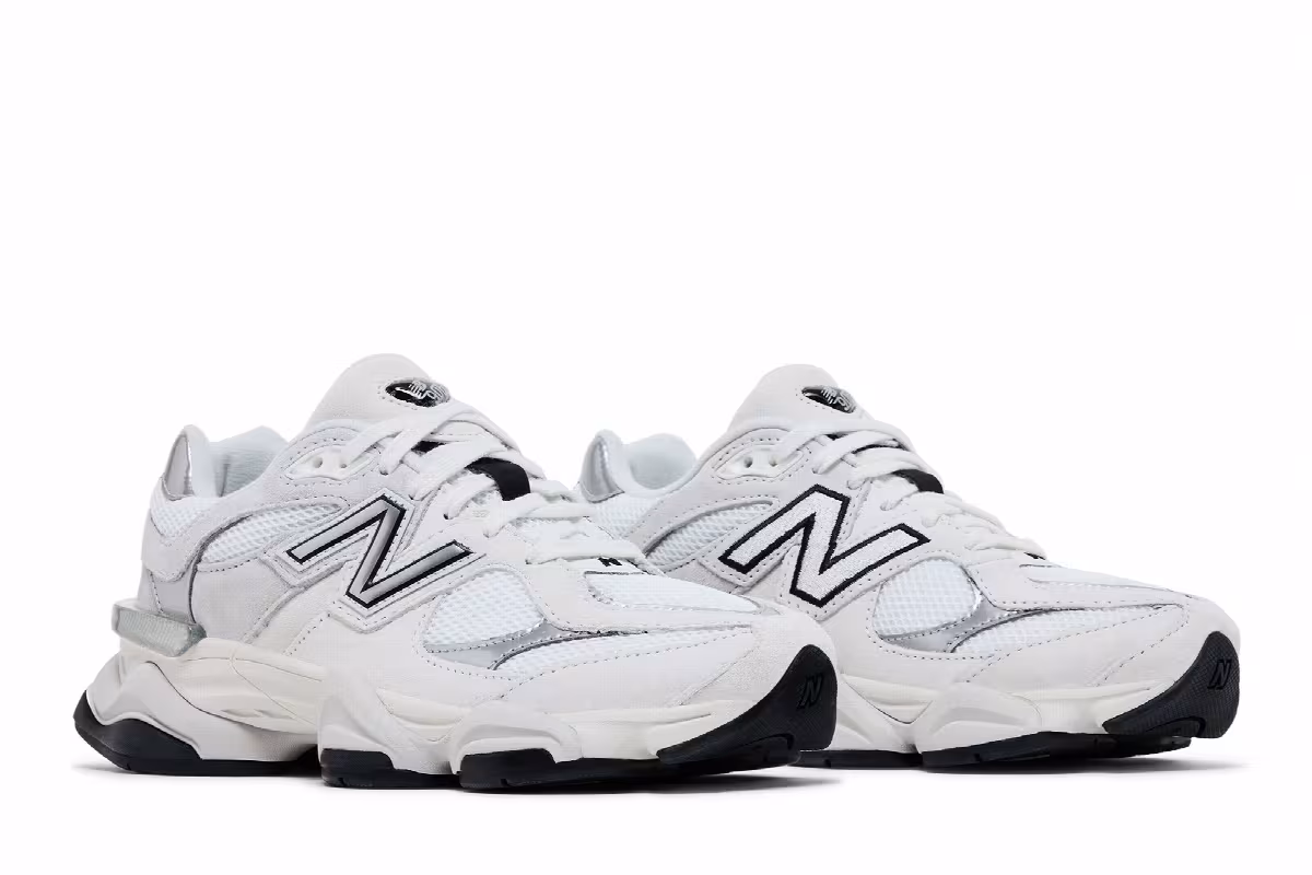 New Balance 9060 White Black Metallic Silver, view 9