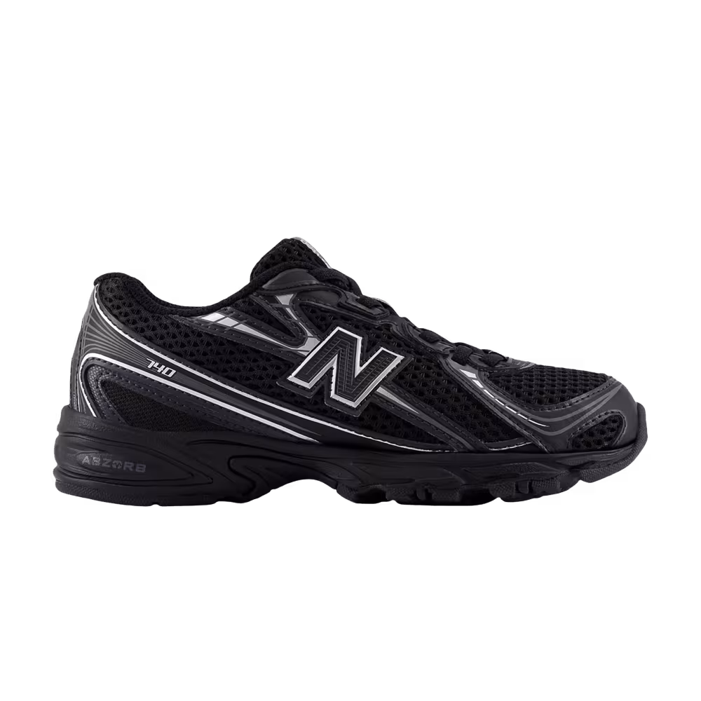New Balance 740 Bungee Lace Little Kid Wide Black Silver Metallic