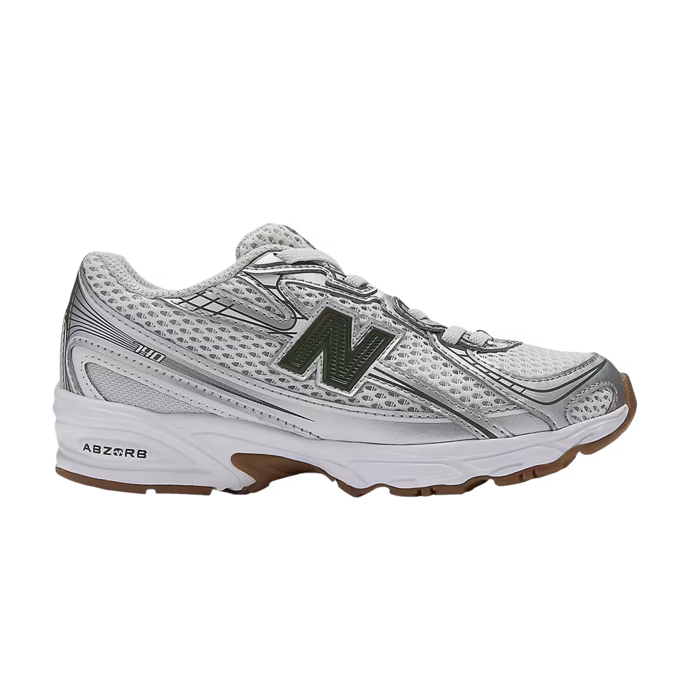 New Balance 740 Bungee Lace Little Kid Silver Metallic Dark Alpine Green