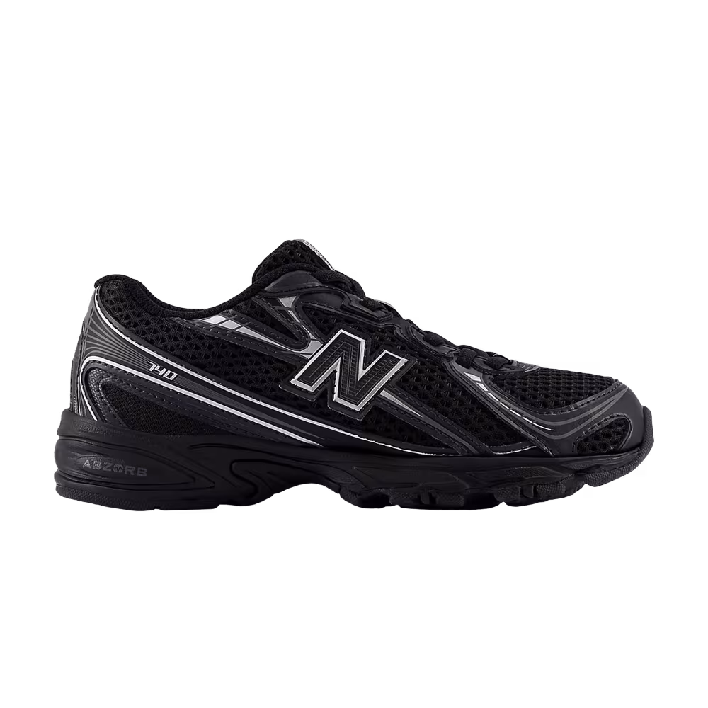 New Balance 740 Bungee Lace Little Kid Wide Black Silver Metallic