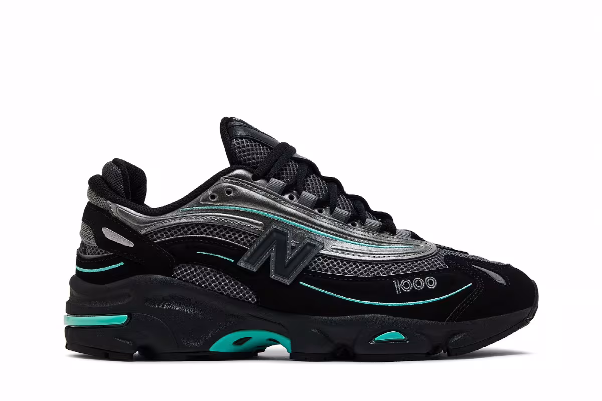 New Balance 1000 Black Teal, view 2
