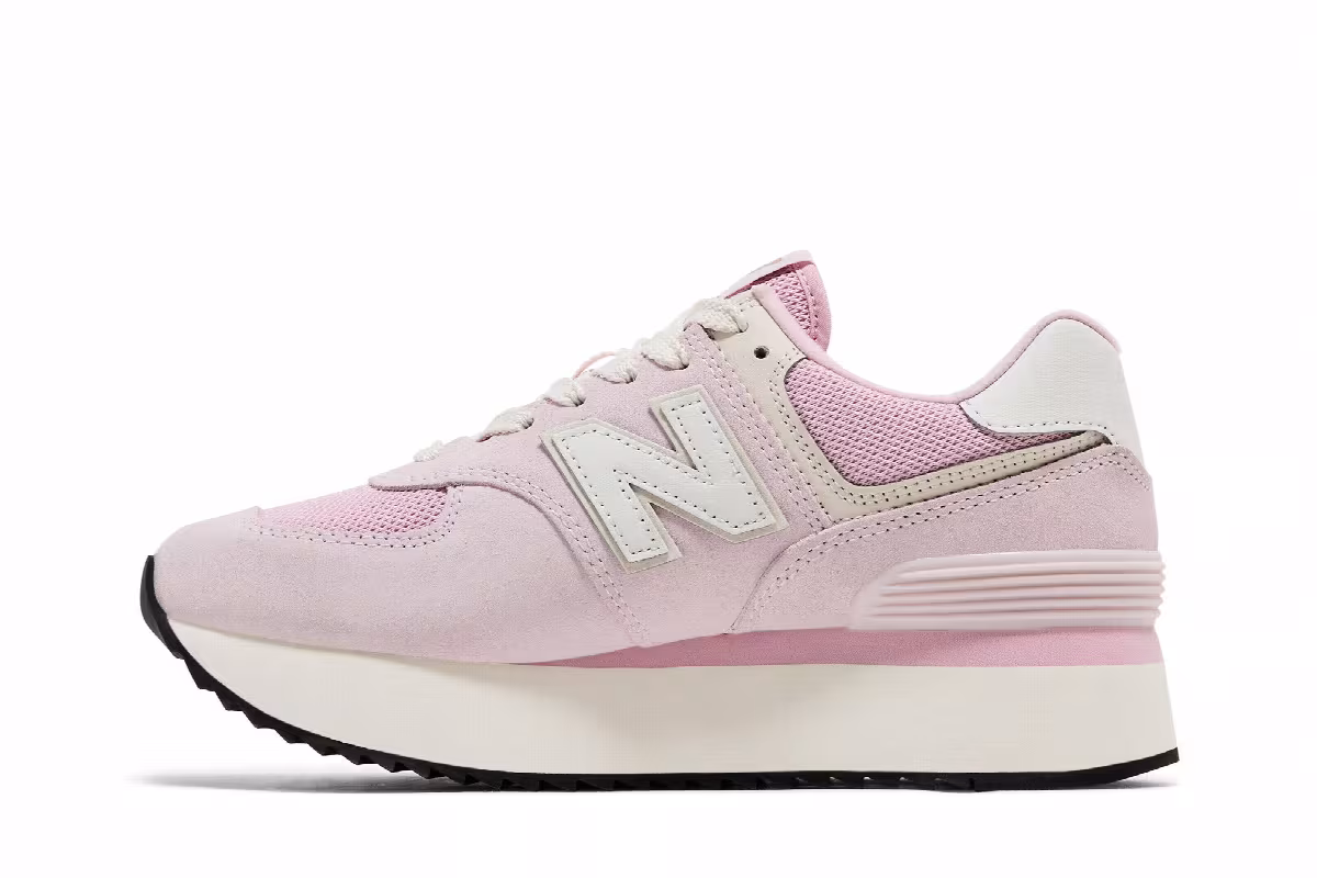 New Balance Women's 574+ Mid Century Pink, view 4