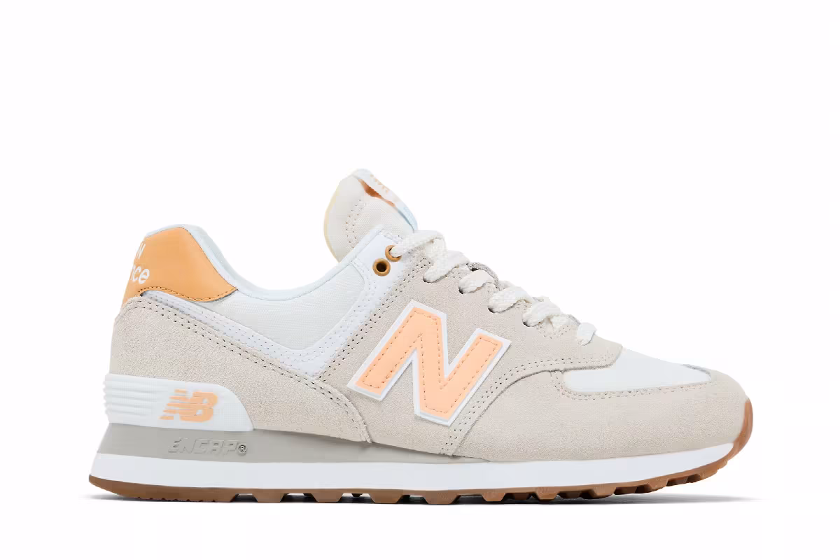 New Balance Women's 574 Timberwolf Alpha Orange, view 2