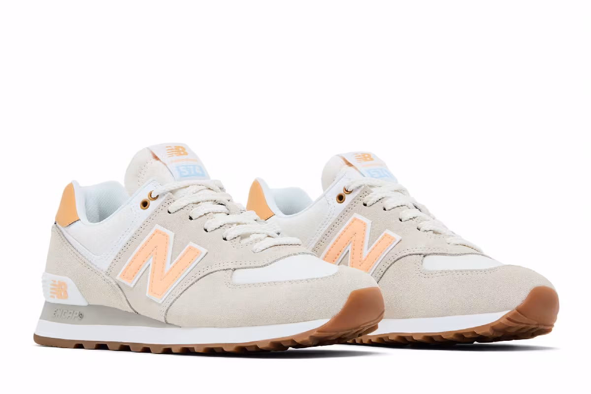 New Balance Women's 574 Timberwolf Alpha Orange, view 9