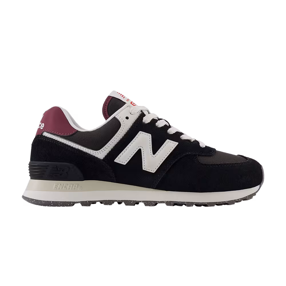 New Balance Women's 574 Black White Maroon