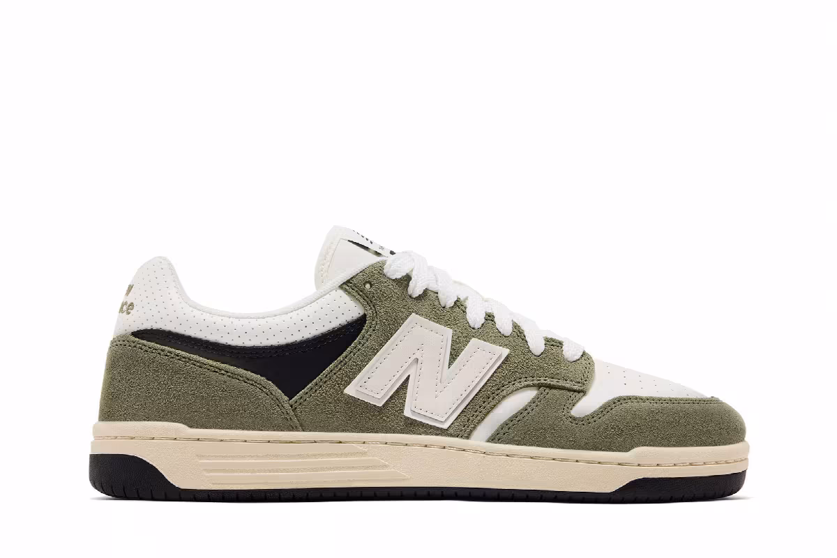 New Balance 480 Dark Olivine Sea Salt, view 2