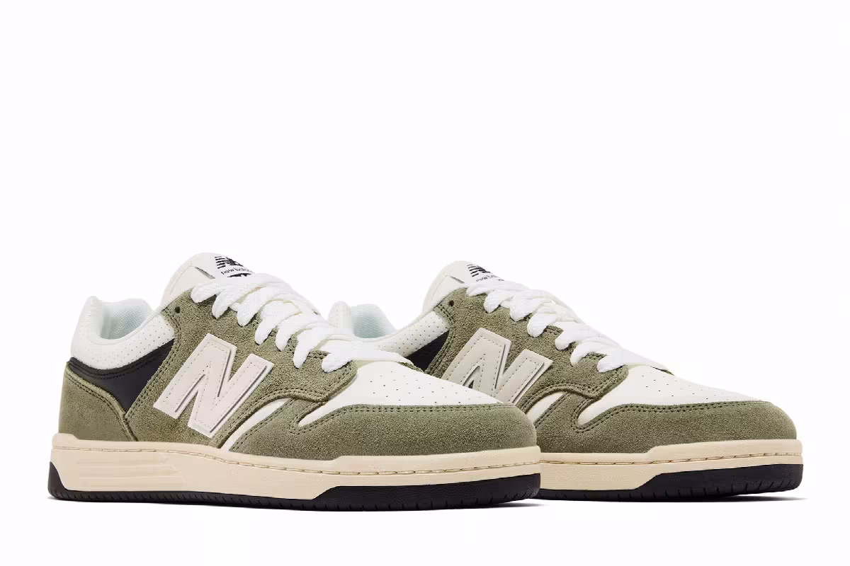 New Balance 480 Dark Olivine Sea Salt, view 9
