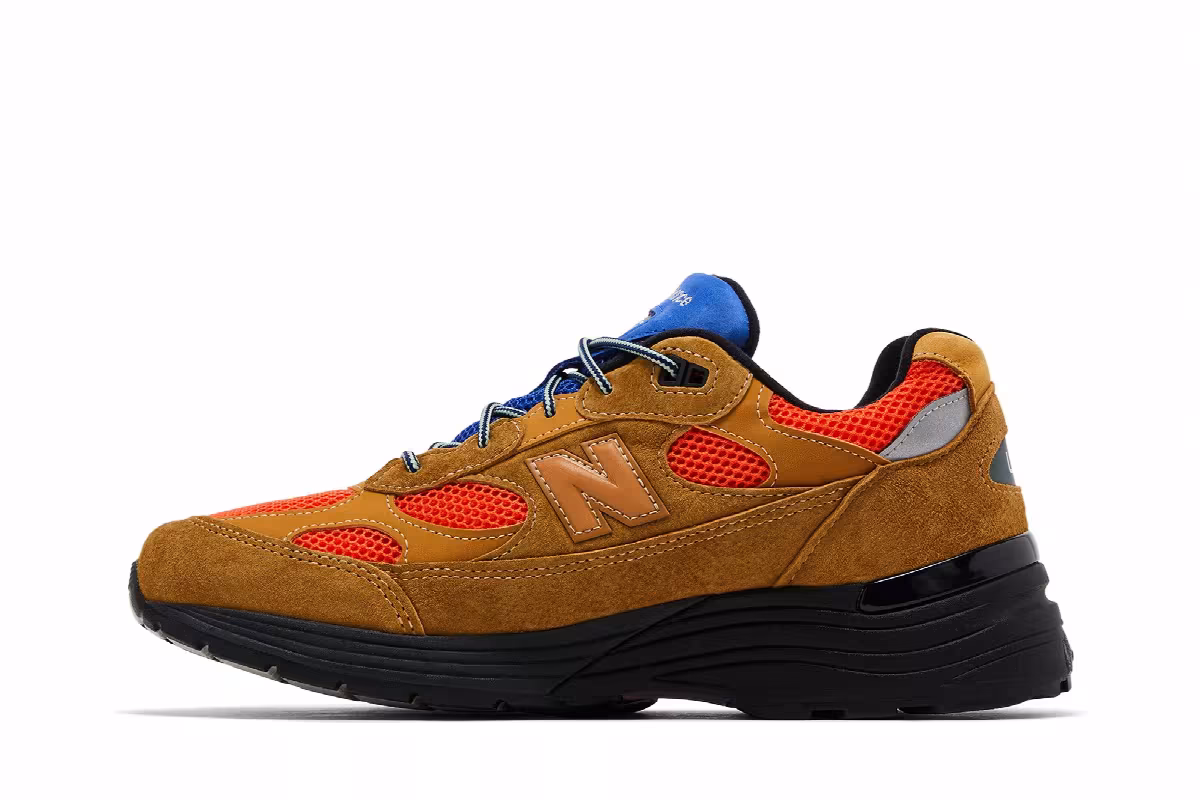 Action Bronson x New Balance 992 Made in USA Tan Orange Blue, view 4