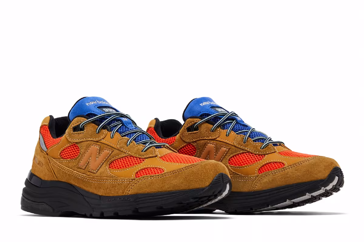 Action Bronson x New Balance 992 Made in USA Tan Orange Blue, view 9