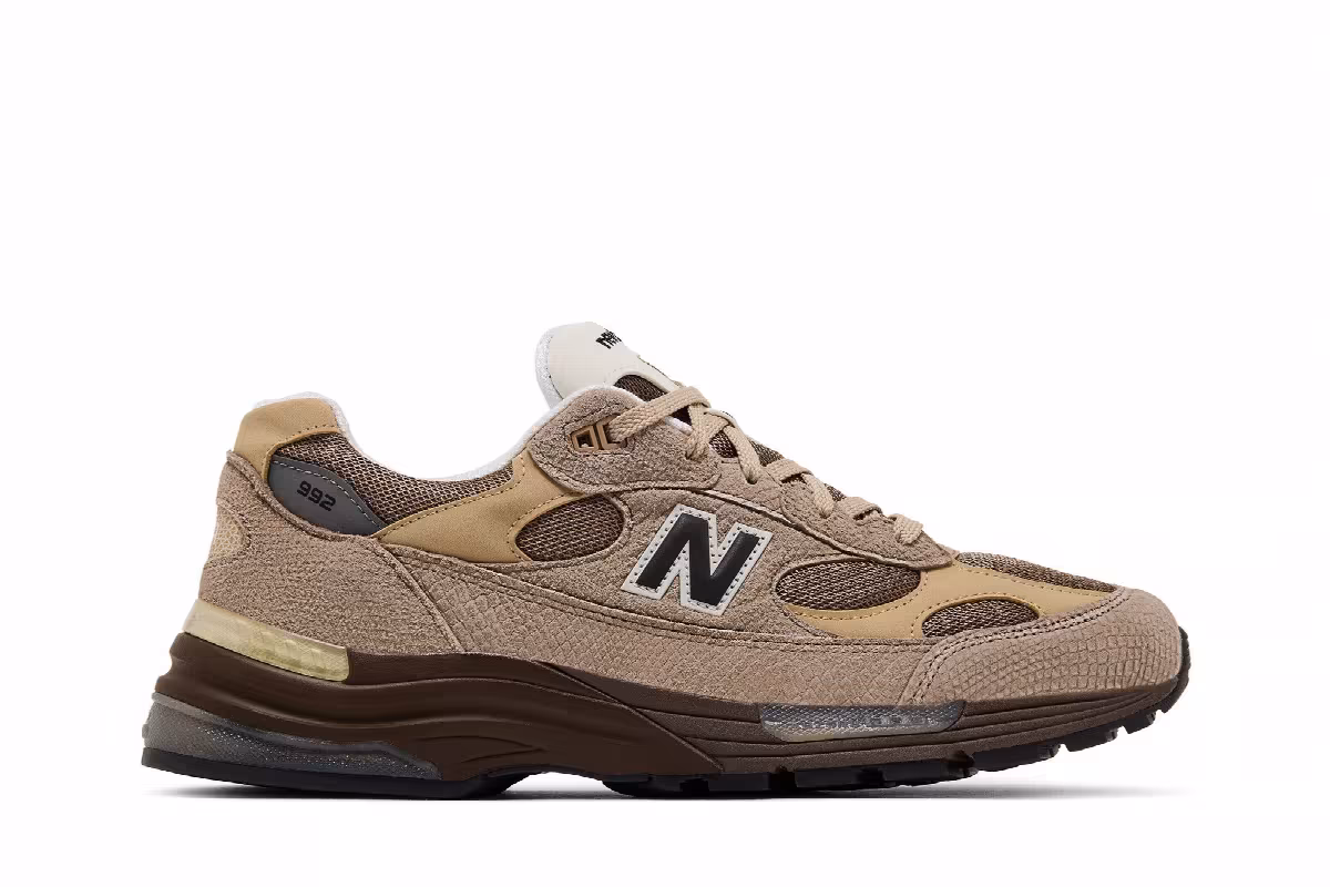 Teddy Santis x New Balance 992 Made in USA Driftwood Rich Oak, view 2