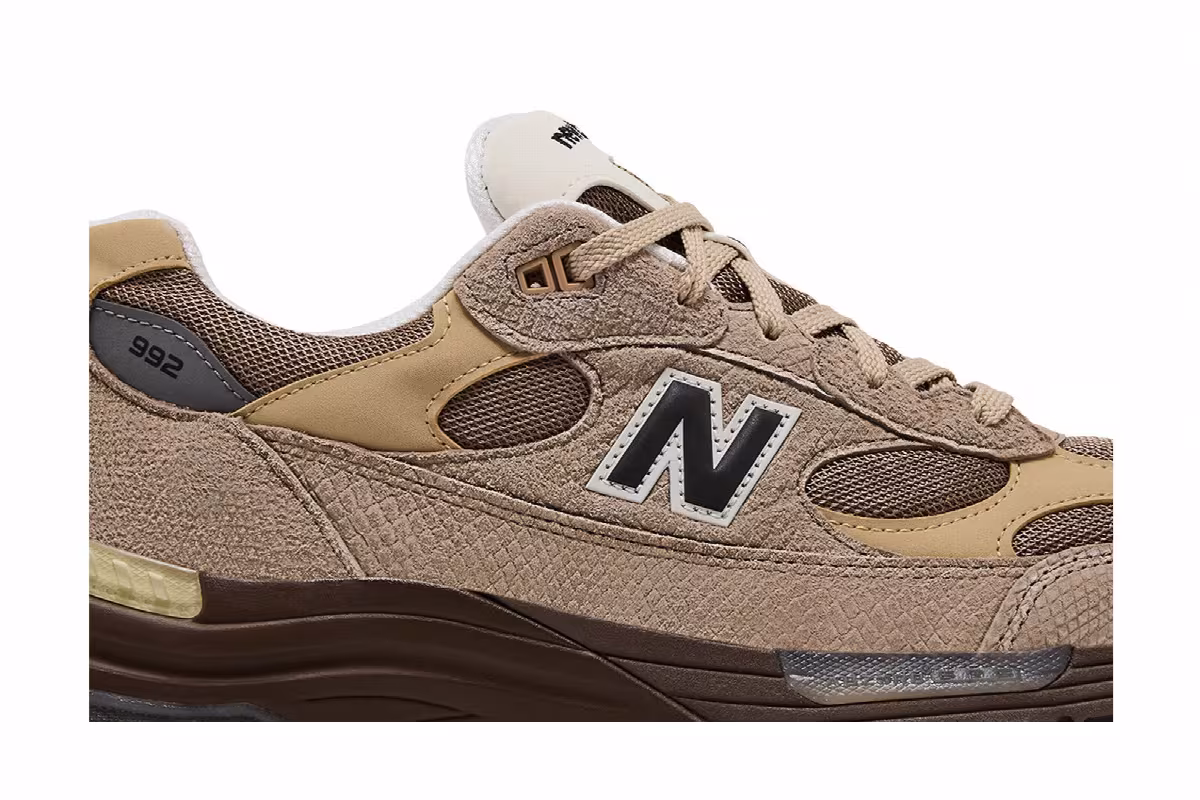 Teddy Santis x New Balance 992 Made in USA Driftwood Rich Oak, view 3