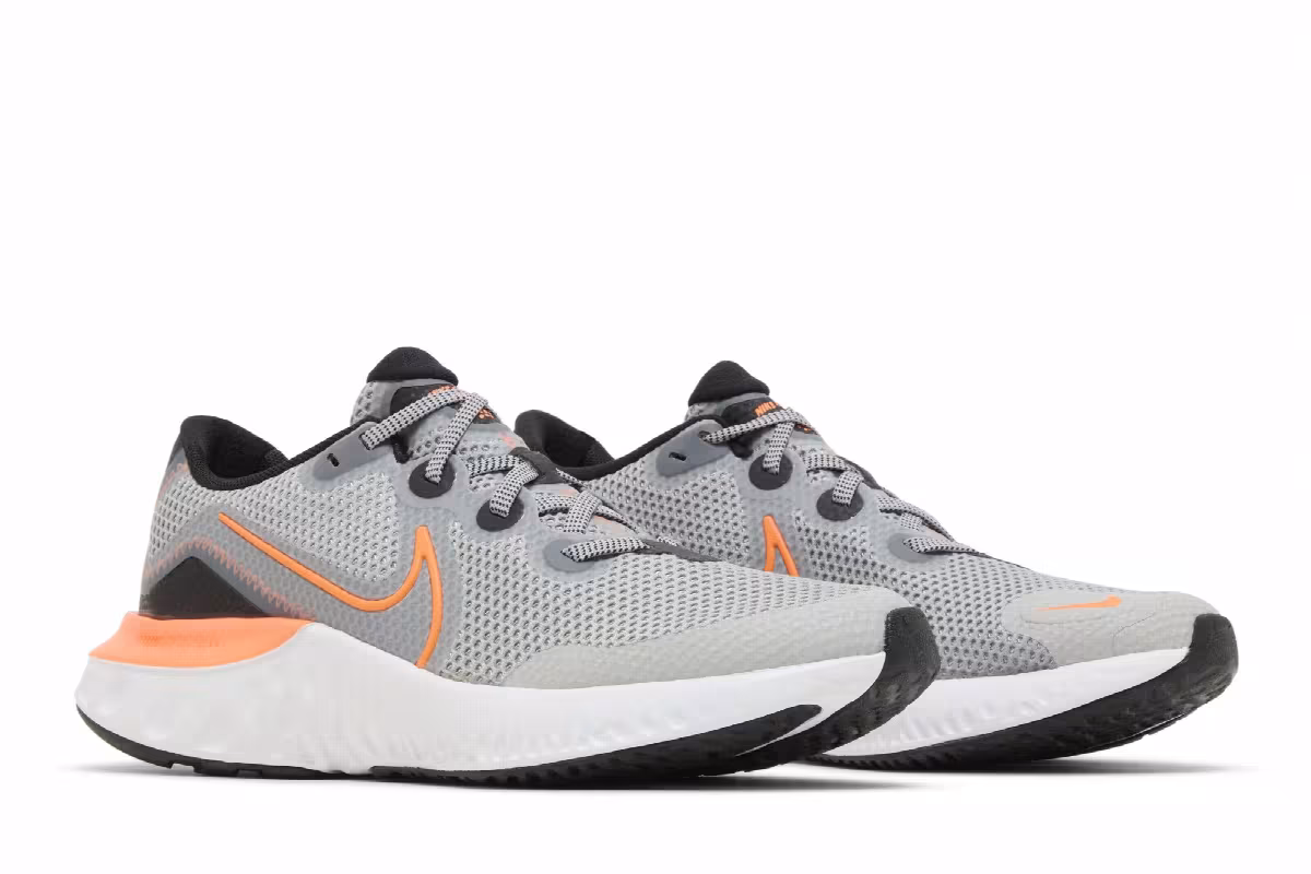 Nike Renew Run GS Light Smoke Grey Total Orange, view 9