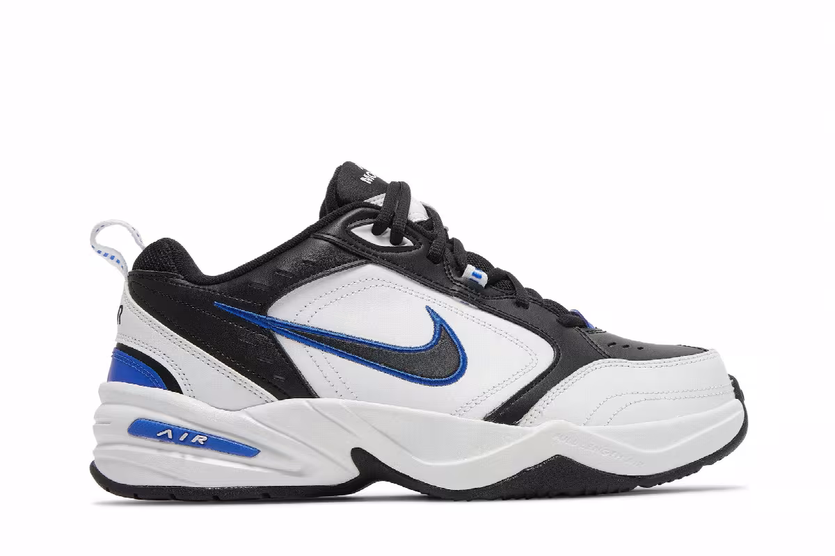 Nike Air Monarch IV 4E Wide White Black, view 2
