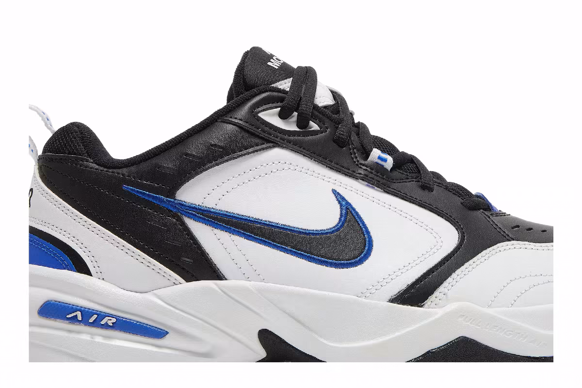Nike Air Monarch IV 4E Wide White Black, view 3