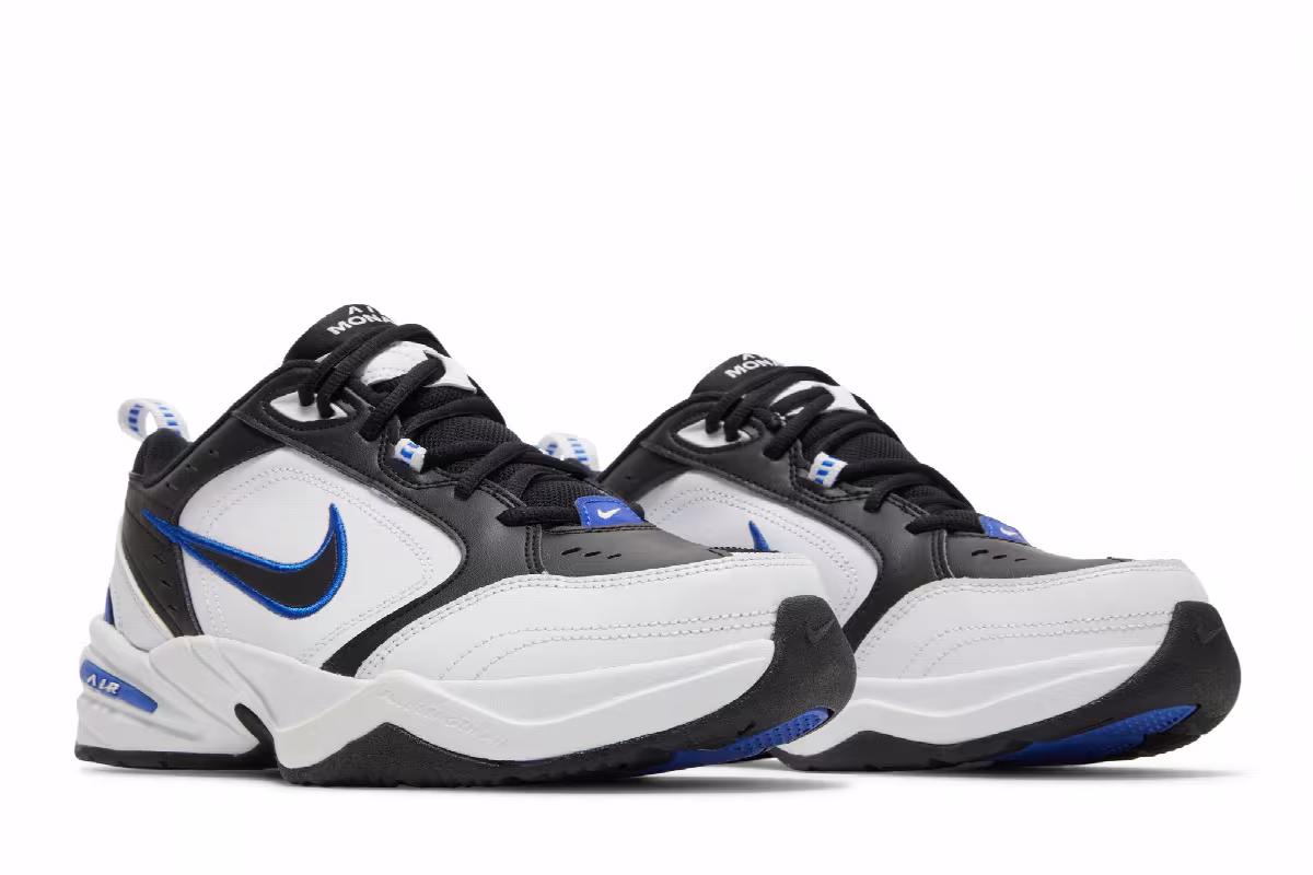 Nike Air Monarch IV 4E Wide White Black, view 9