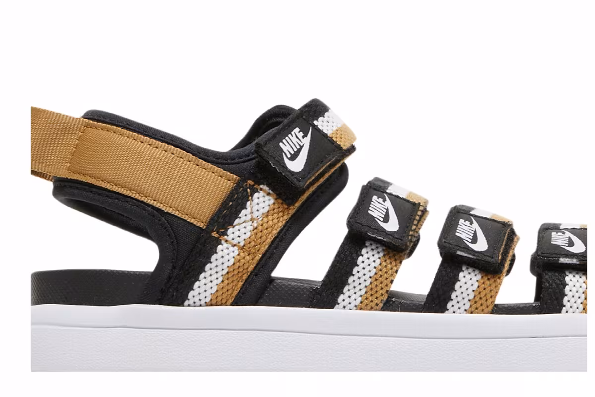 Nike Women's Icon Classic Sandal Black Metallic Gold, view 3
