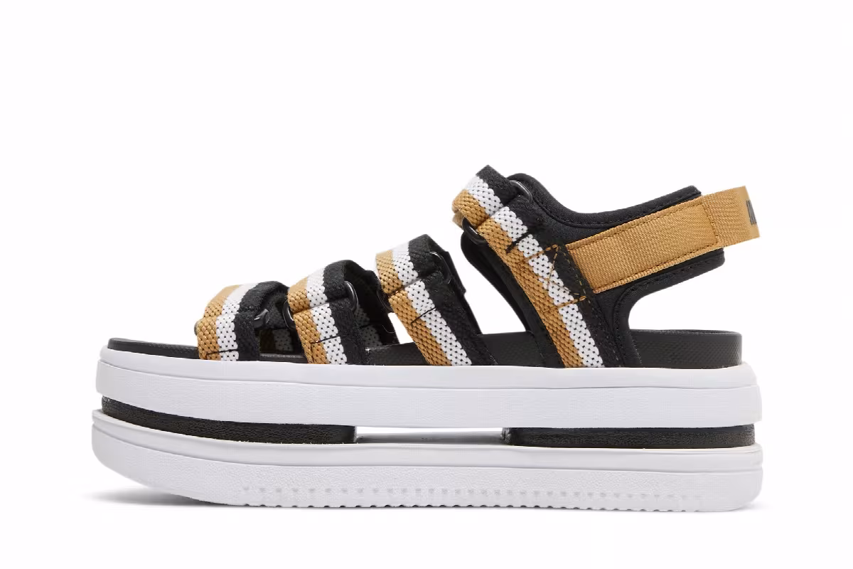 Nike Women's Icon Classic Sandal Black Metallic Gold, view 4