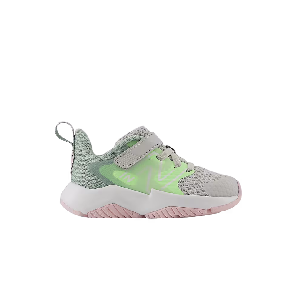 New Balance Rave Run v2 Bungee Lace Top Strap Toddler Grey Matter Mint Flash