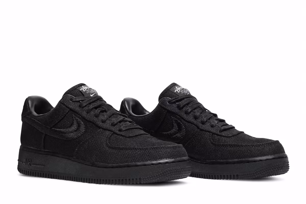 Stussy x Nike Air Force 1 Low Triple Black, view 9