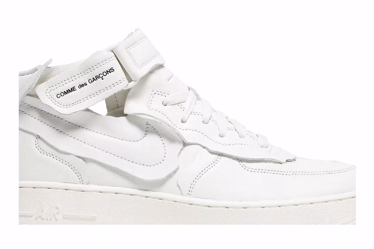 Comme des Garçons x Nike Air Force 1 Mid Triple White, view 3