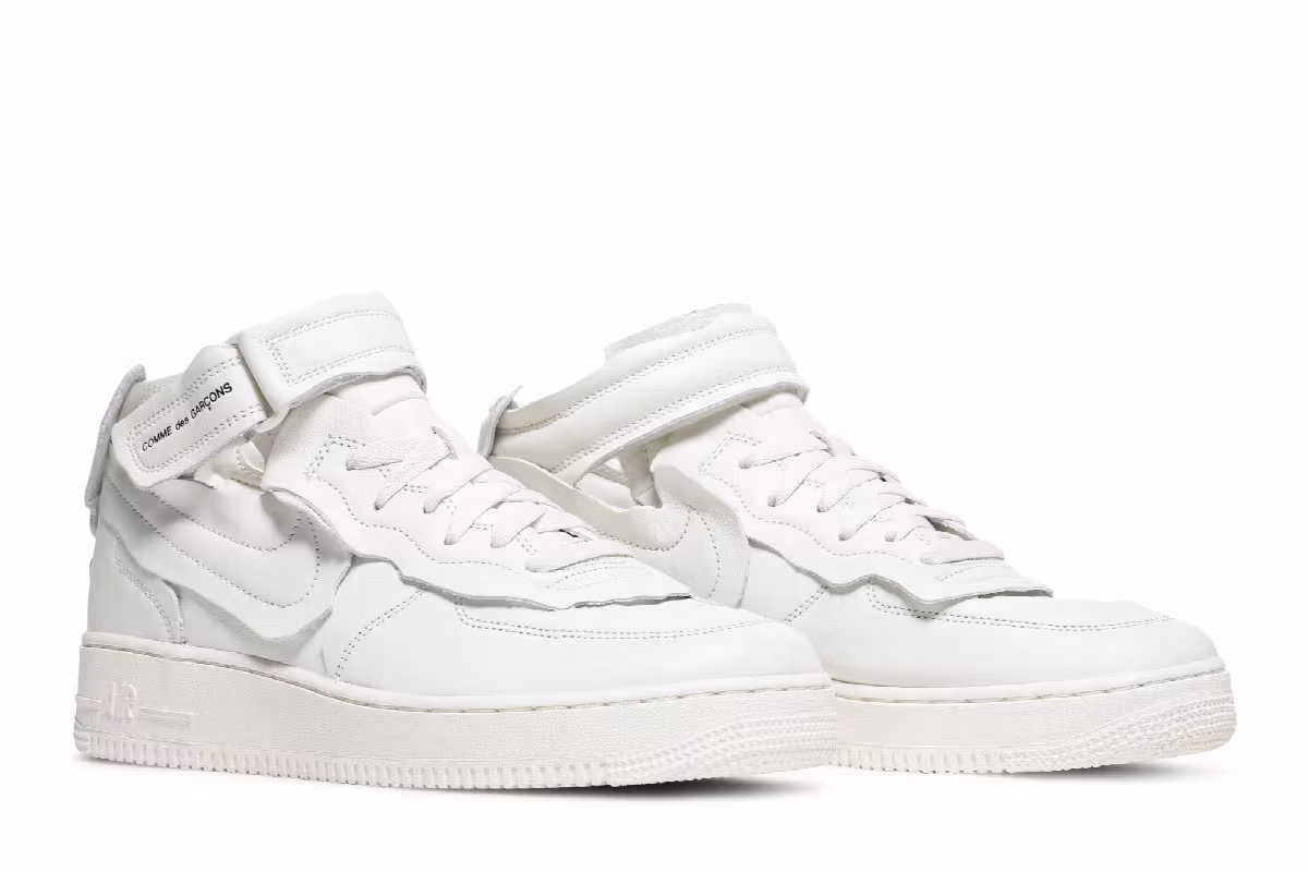 Comme des Garçons x Nike Air Force 1 Mid Triple White, view 9