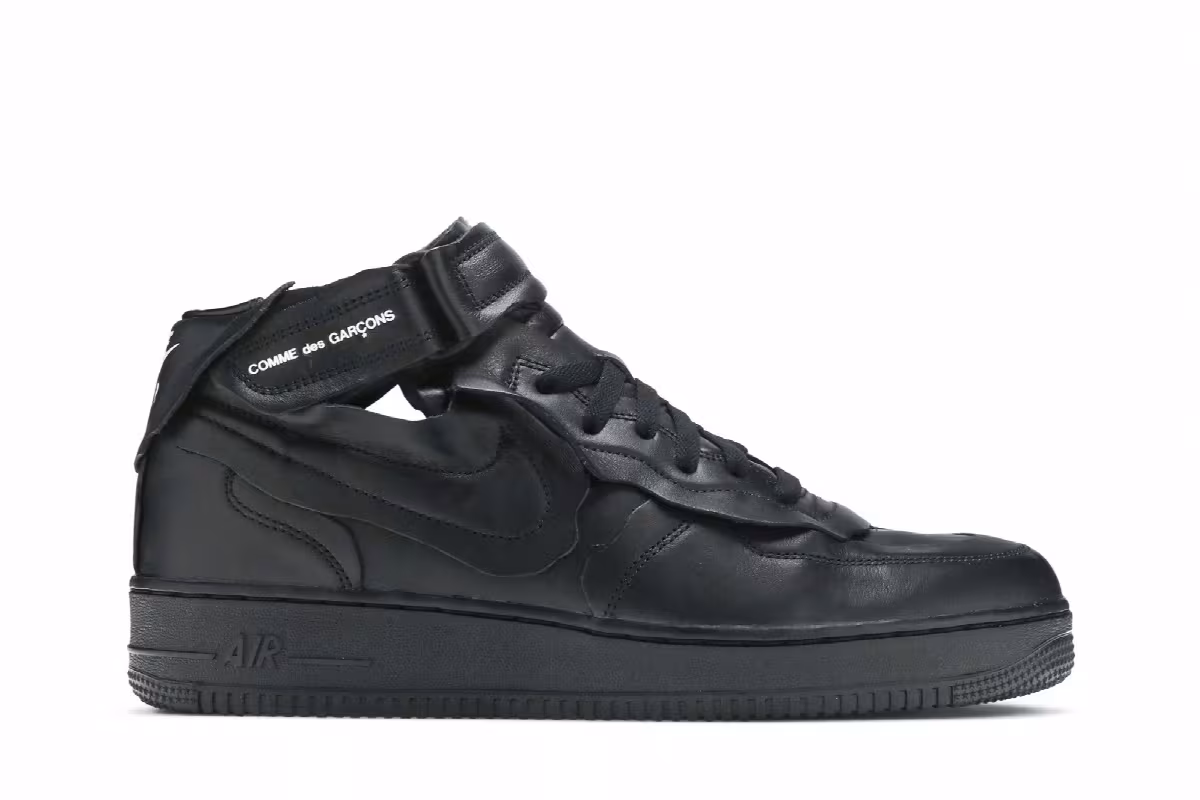 Comme des Garçons x Nike Air Force 1 Mid Triple Black, view 2