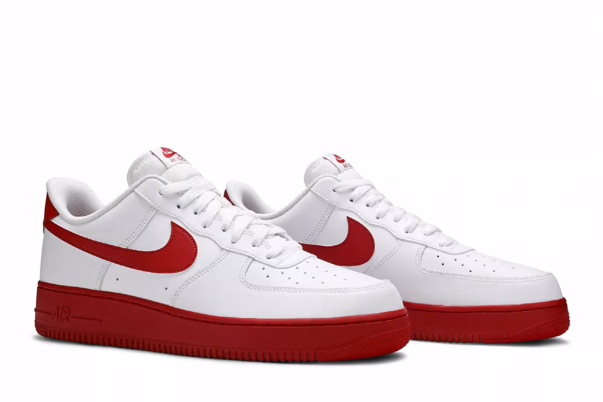 Nike Air Force 1 Low White Red Sole, view 9