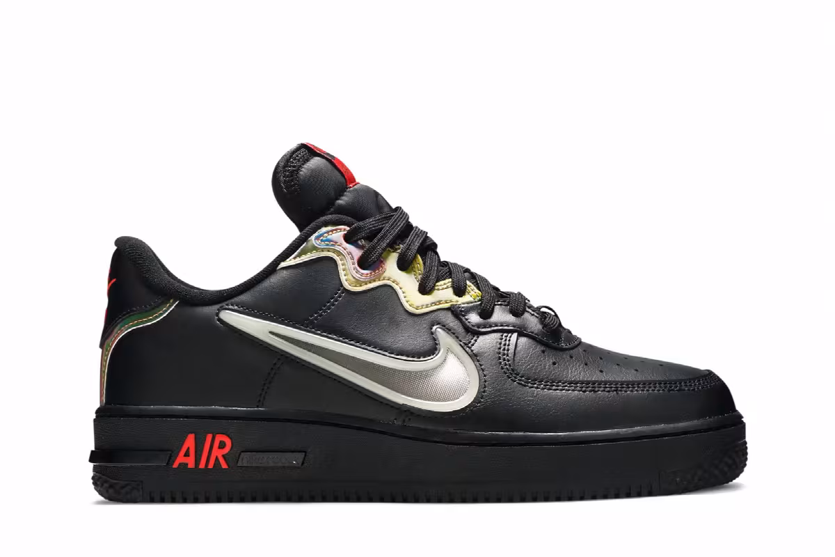 Nike Air Force 1 React Black Iridescent, view 2