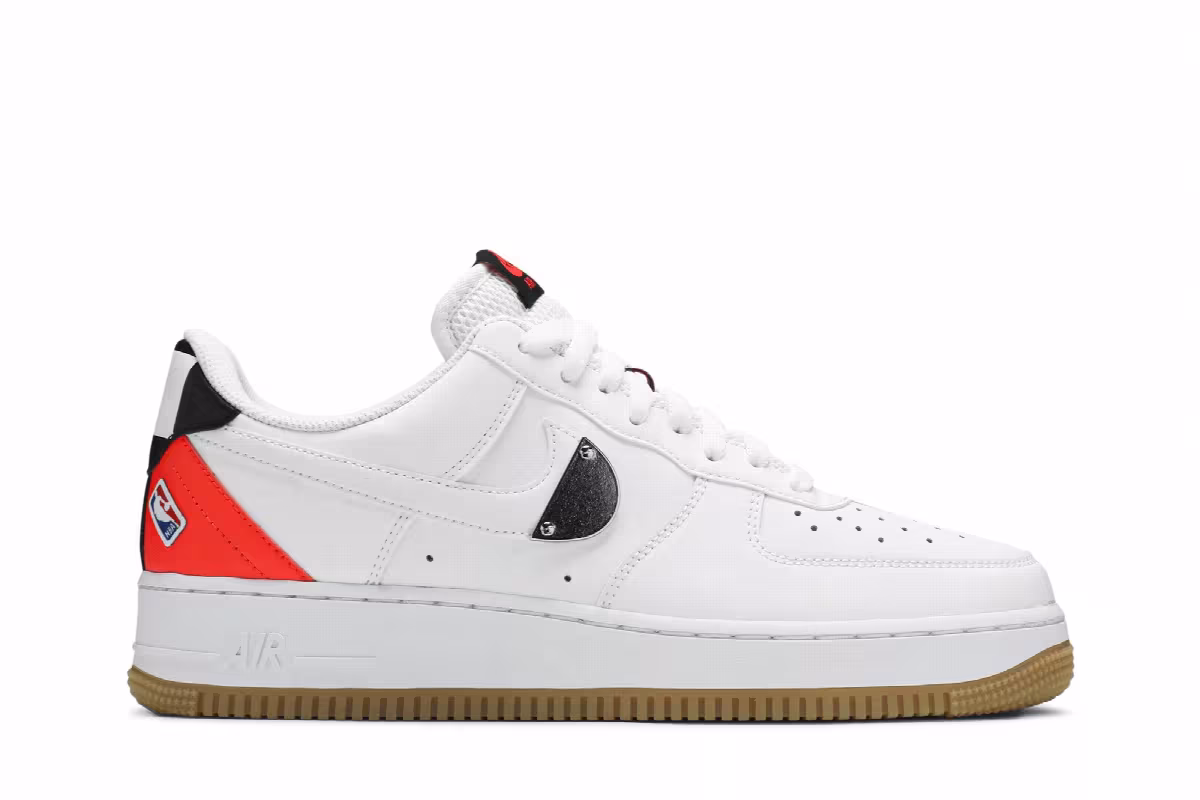 NBA x Nike Air Force 1 White Bright Crimson, view 2