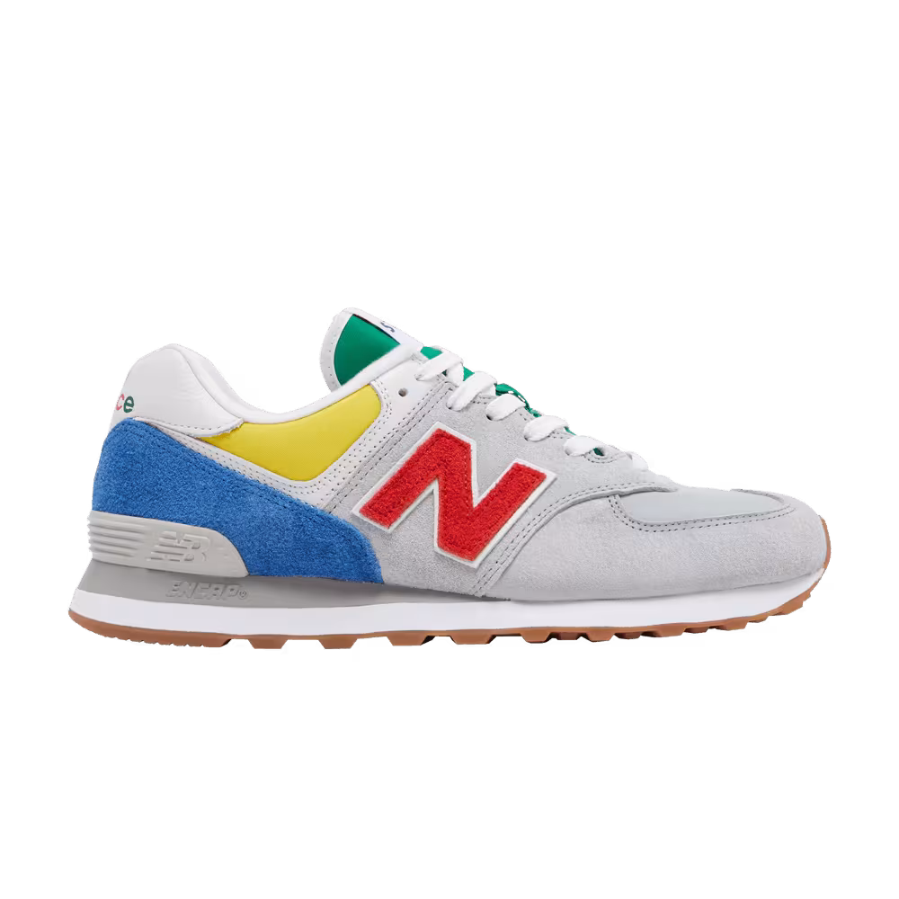STAUD x New Balance 574 Rain Cloud Team Red