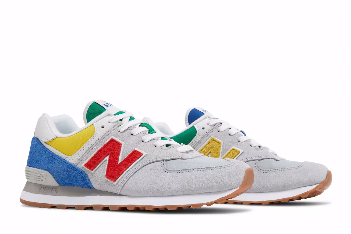 STAUD x New Balance 574 Rain Cloud Team Red, view 9