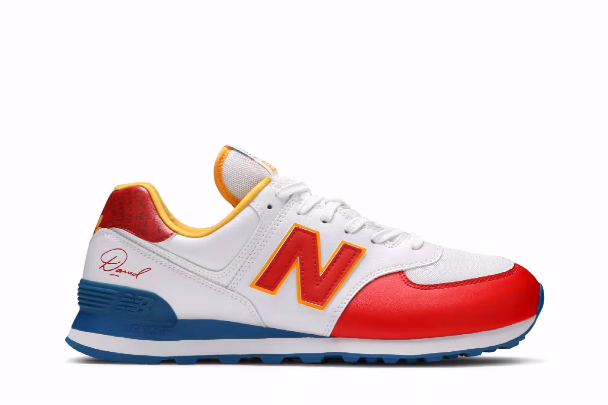 New Balance David Sunflower Seeds x 574 Blue Munsell White, view 2