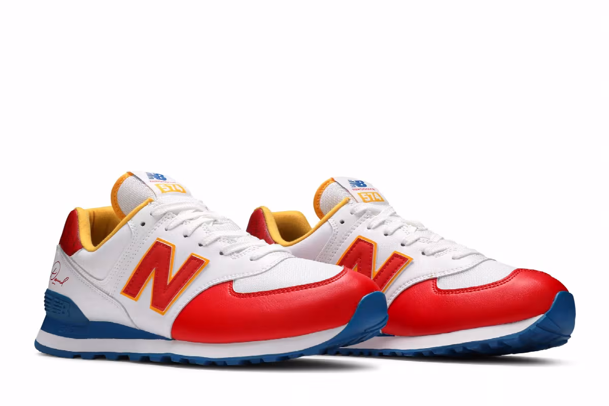 New Balance David Sunflower Seeds x 574 Blue Munsell White, view 9