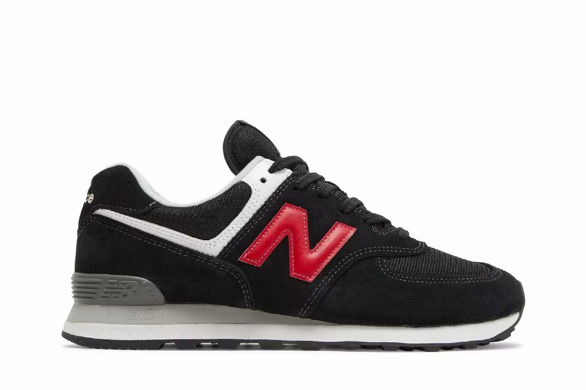 New Balance 574 Black Red, view 2