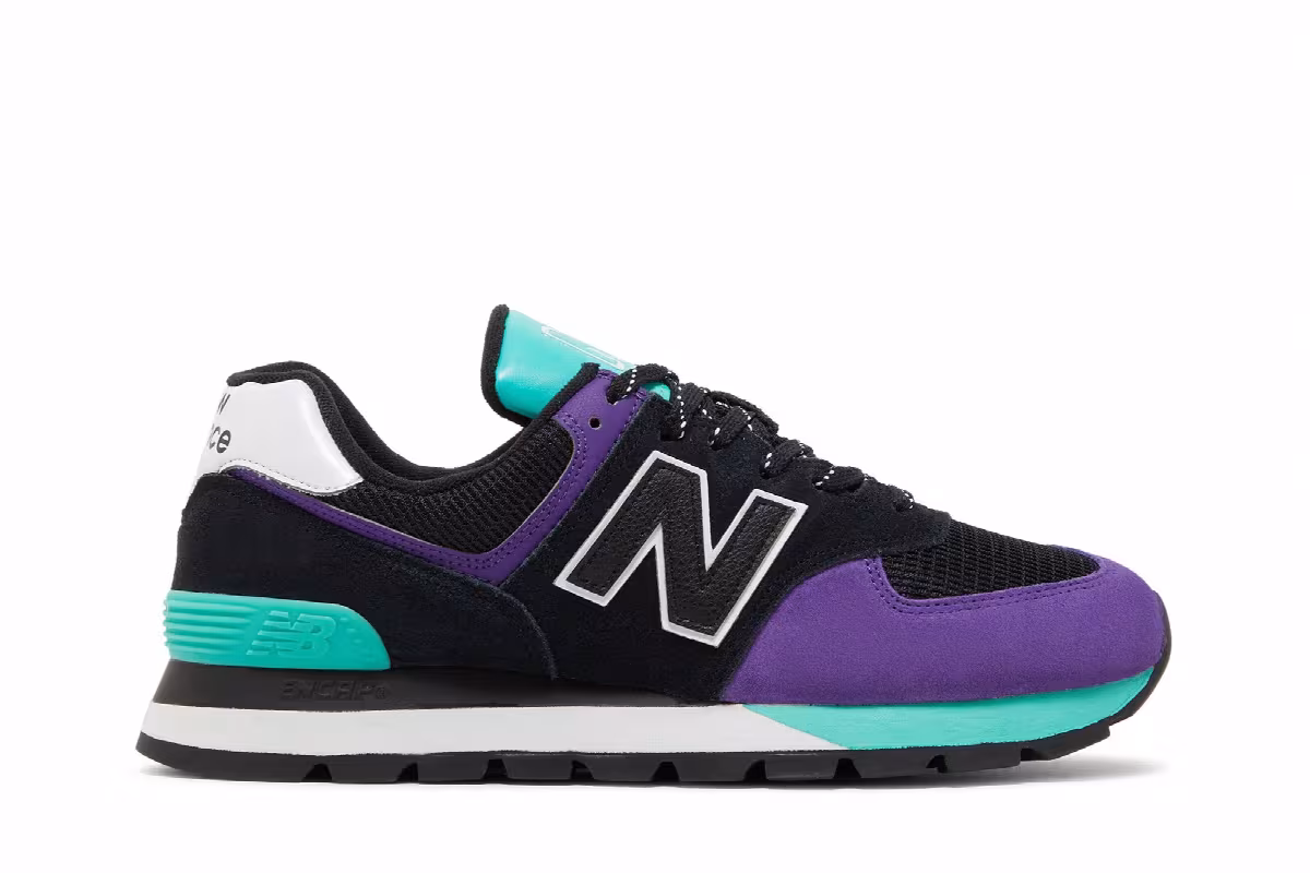 New Balance 574 Rugged Black Prism Purple, view 2