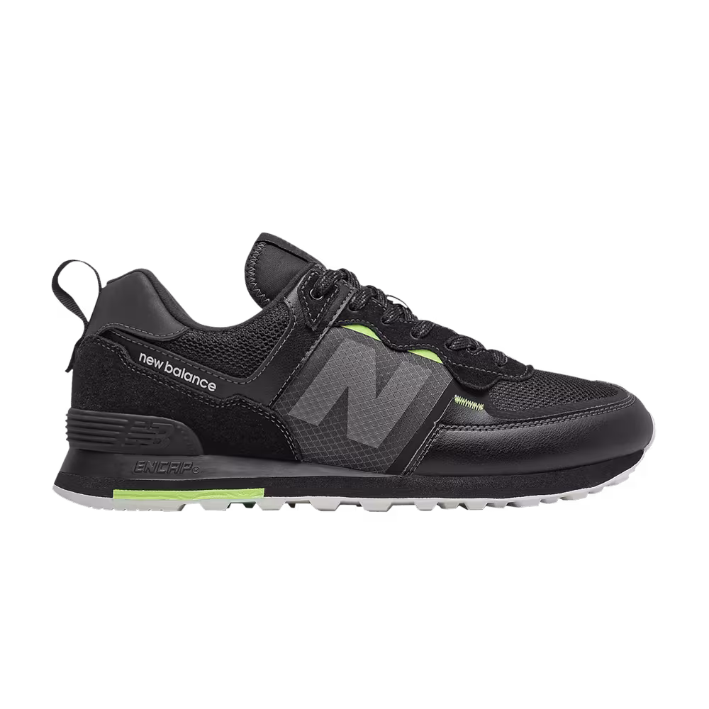 New Balance 574 Black Bleached Lime Glow