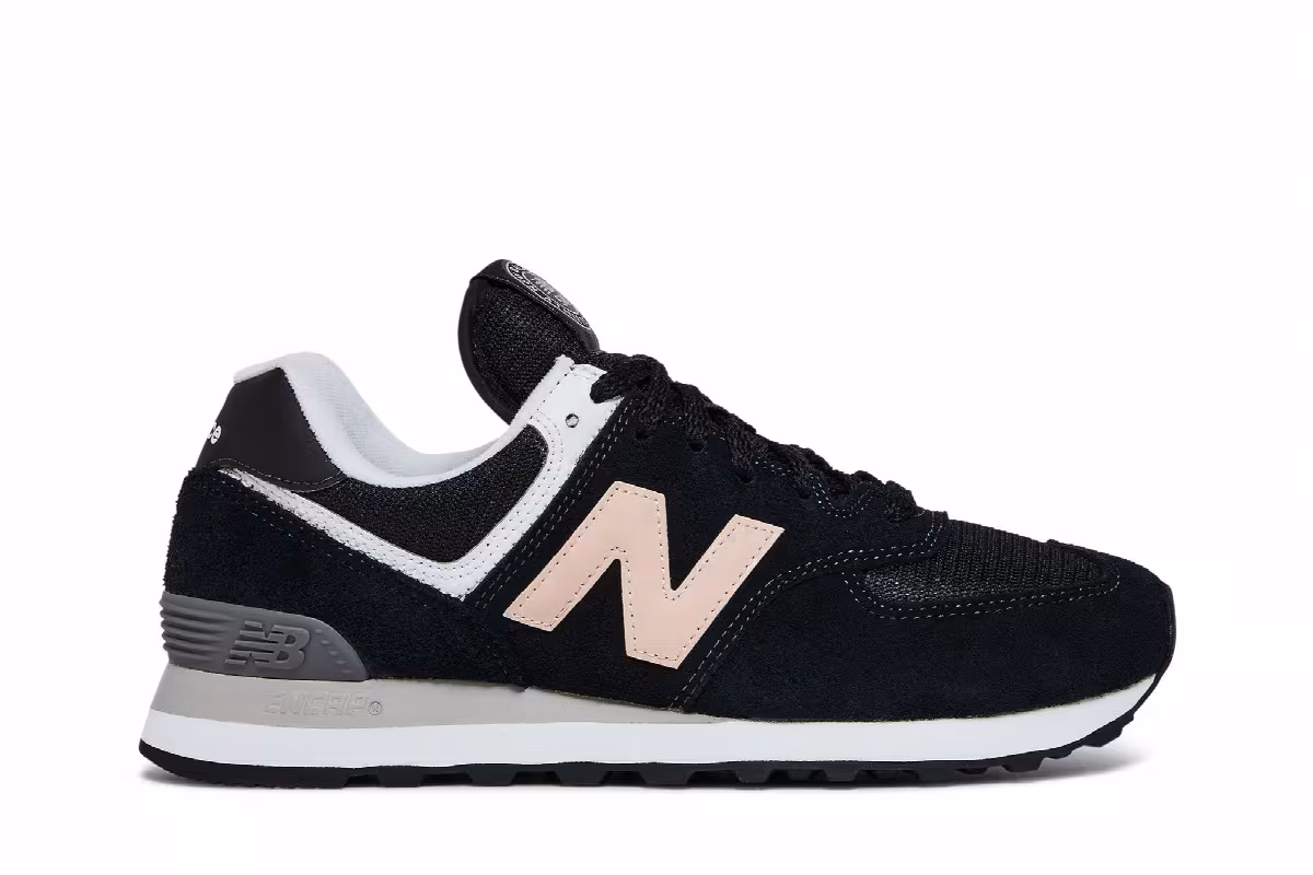 New Balance Women's 574 Black Oyster Pink, view 2